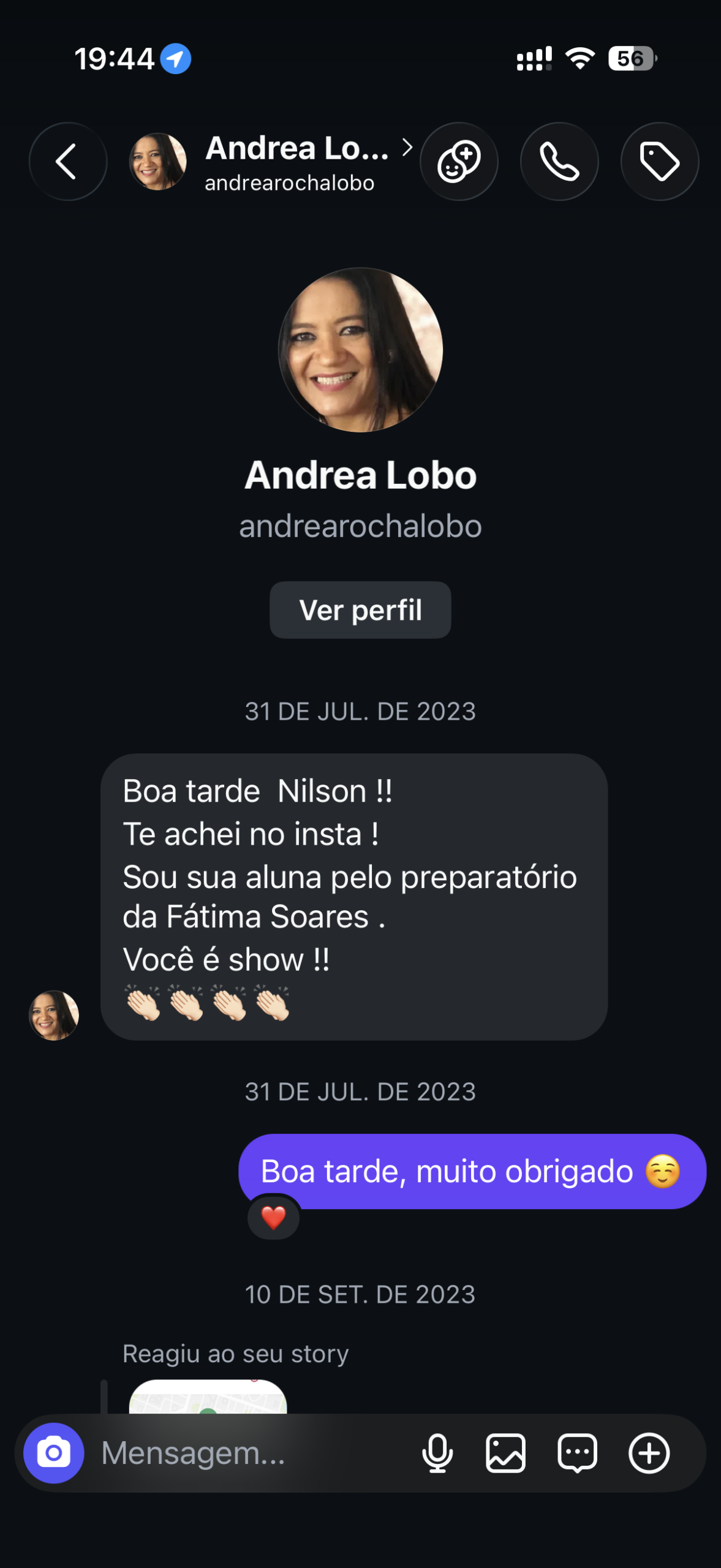 Depoimento de aprovação no WhatsApp
